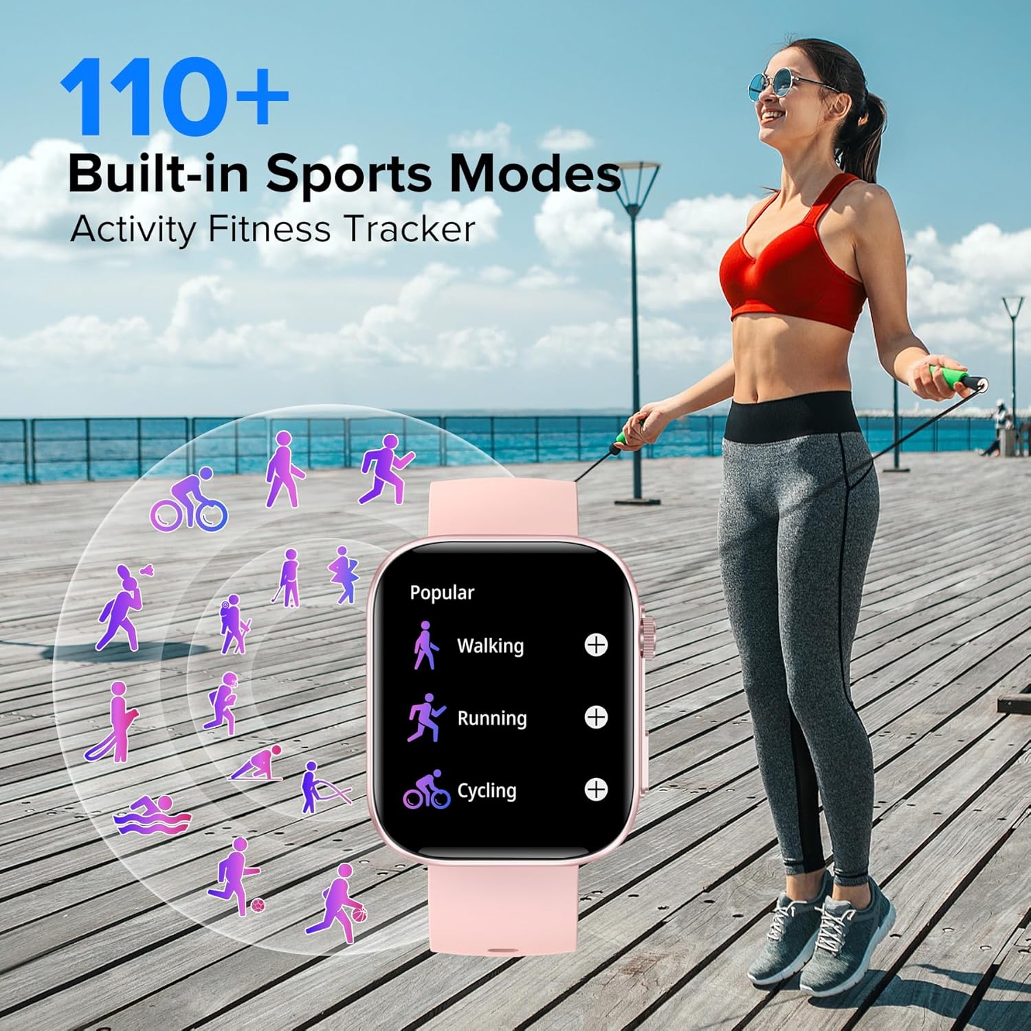 BRIBEJAT Smart Watch for Men Women (Answer/Make Call), 2.01'' Touch Screen Smartwatch, IP68 Waterproof, Fitness Tracker, Pedometer, Heart Rate/SpO2/Sleep Monitor, Compatible with IOS Android Phone
